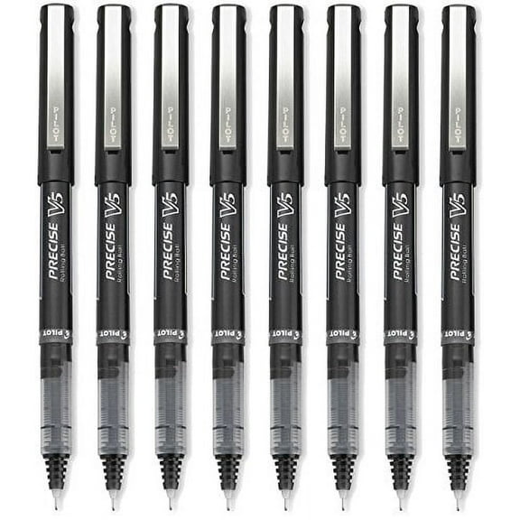 Pilot Precise V5 Stick Rolling Ball Pens, Extra Fine Point, Black 8-PACK(35334)