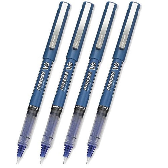 Pilot Precise V5 Stick Rolling Ball Pens, Extra Fine Point, Blue 4-PACK(35335)
