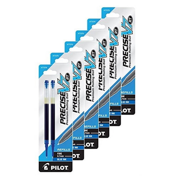 Pilot Precise V7 RT Ink Refill, 2-Pack for Retractable Rolling Ball Pens, Fine Point, Blue, Pack Of 6