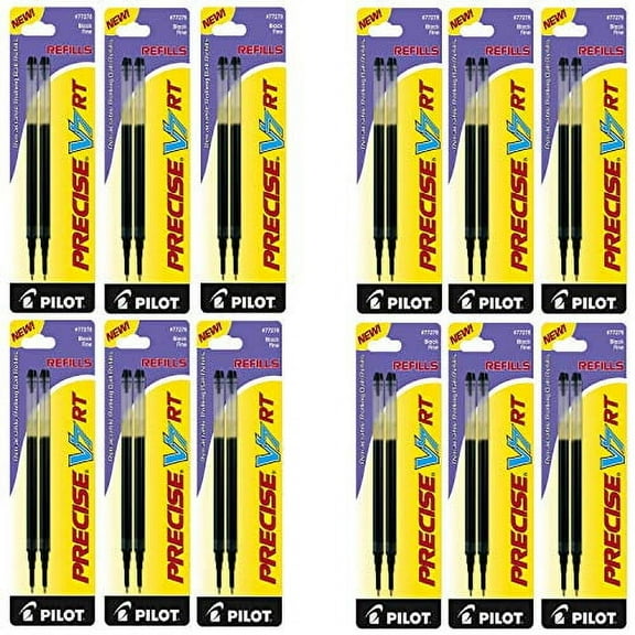 Pilot Precise V7 RT Liquid Ink Retractable Rollerball Pen Refills, 0.7mm, Fine Point, Black Ink, 12-Packs of 2