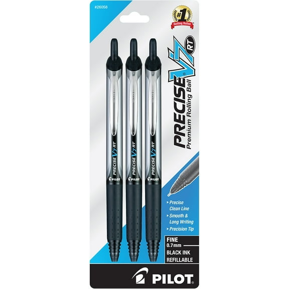 Pilot Precise V7 RT Retractable Rollerball Pens Fine Point Black Ink 666249