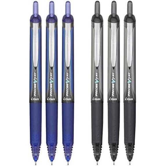 Pilot Precise V7 RT Retractable Rolling Ball Pens, Fine Point, 3 Black 3 Blue, (6 Pack) (6 Pack, Black/Blue)