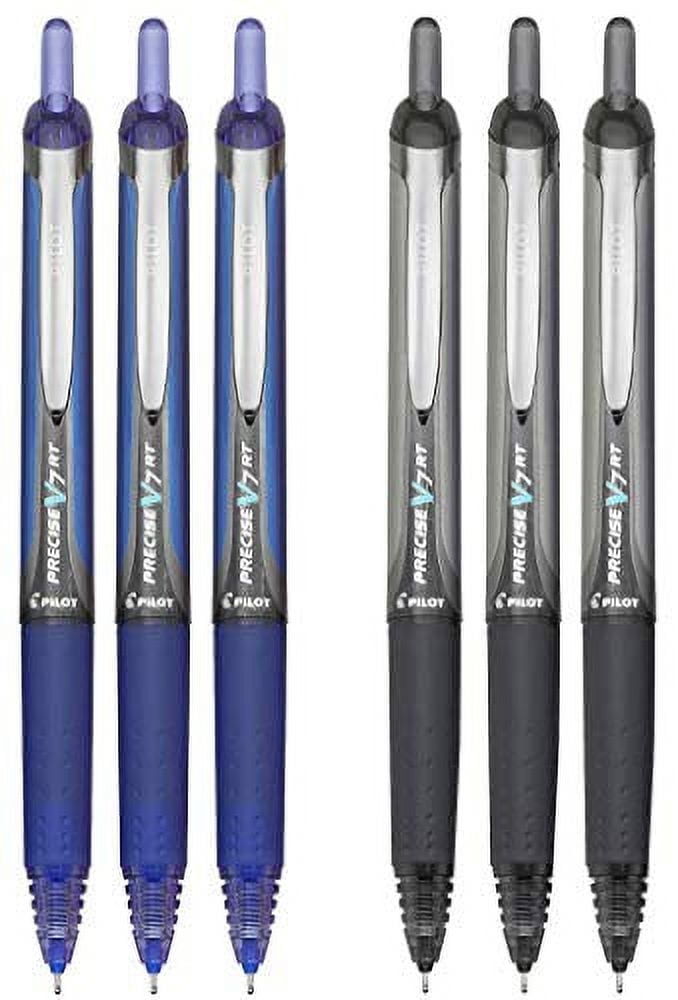 Pilot Precise V7 RT Retractable Rolling Ball Pens, Fine Point, 3 Black 3 Blue, (6 Pack) (6 Pack, Black/Blue)
