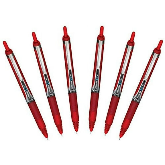 Pilot Precise V7 RT Retractable Rolling Ball Pens, Fine Point, Red Ink, 6 Pack