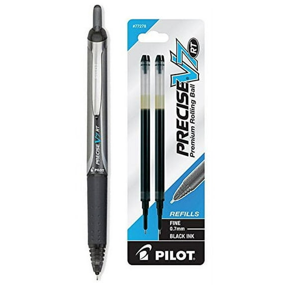 Pilot Precise V7 RT Rolling Ball, Fine Point, Black Ink 1 Pen & 2 Refills