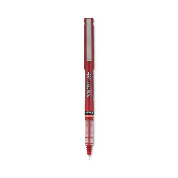 Pilot Precise V7 Roller Ball Pen, Stick, Fine 0.7 mm, Red Ink, Red Barrel, Dozen, Each