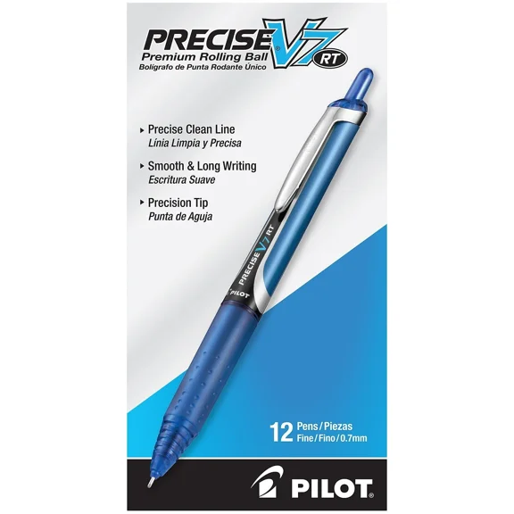 Pilot Precise V7 Rt Retractable Rollerball Pens Fine Point Blue Ink 658933