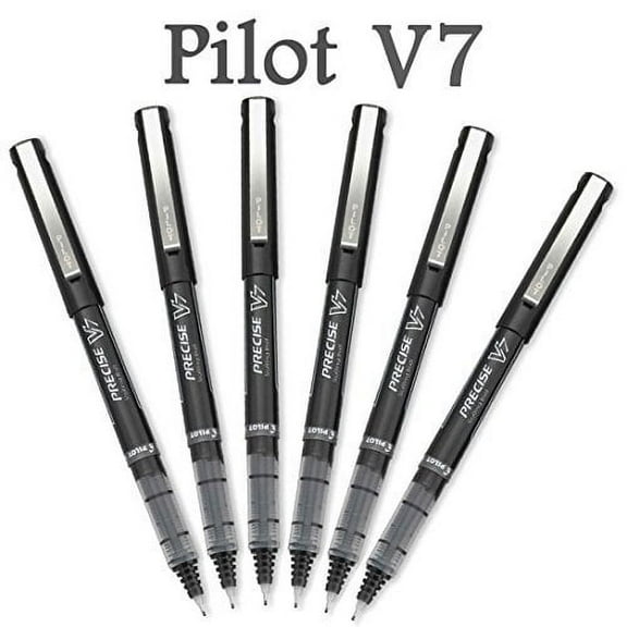 Pilot Precise V7 Stick Rolling Ball Pens Fine Point, Black Ink, 6 Pack