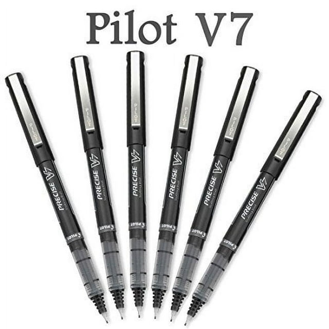 Pilot Precise V7 Stick Rolling Ball Pens Fine Point, Black Ink, 6 Pack