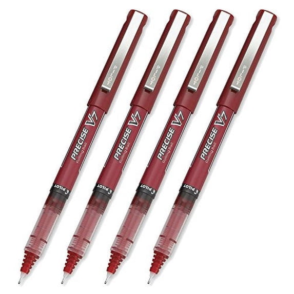 Pilot Precise V7 Stick Rolling Ball Pens, Fine Point, Red 4-PACK(35352)