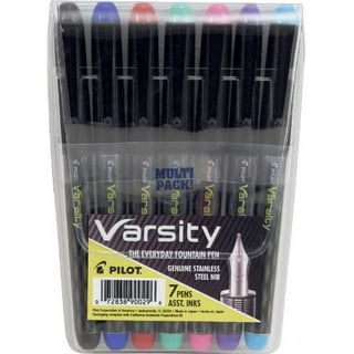 Pilot® Varsity Disposable Fountain Pen, Medium Point, Black Barrel,  Assorted Ink, Pack Of 3