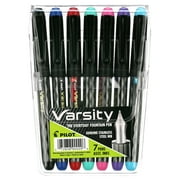 Pilot Varsity Premium Capped Fountain Pen, Medium Nib, Assorted Ink, 7 Count