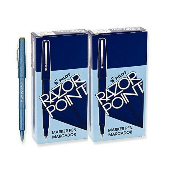 Pilot Razor Point Marker Stick Pens, Ultra Fine Point, Blue Ink, 24 Pens