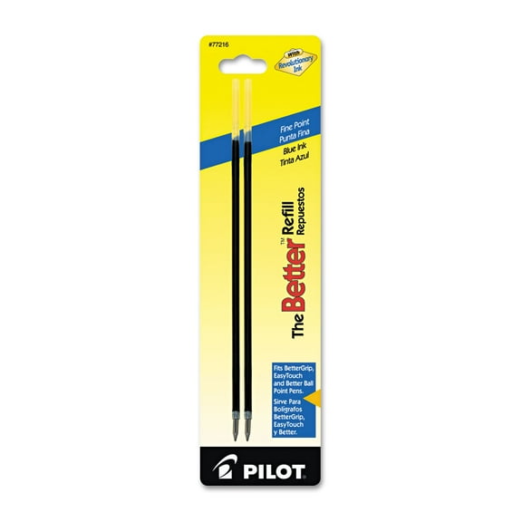 Pilot Refill Non-retract Better/BetterGrip/EasyTouch Ballpoint Fine Blue 2/Pack 77216