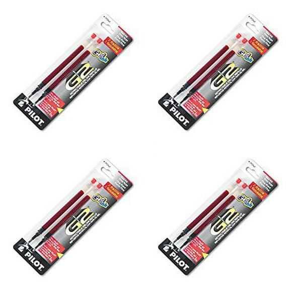 Pilot Refill for G2 Gel, Dr. Grip Gel/Ltd, ExecuGel G6, Q7, Fine Point Tip, Red, 2/Pack, PK - PIL77242, 4 Packs