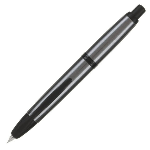 Pilot Retractable Fountain Pen, Gun Metal Gray w Black, Blue Ink, Extra Fine.