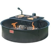 Pilot Rock 30 Inch Steel Ground Fire Pit Ring and Cooking Grate, Black