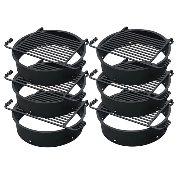 Pilot Rock 6 Pack 24” Steel Ground Fire Pit Ring Metal Cooking Grate, Black