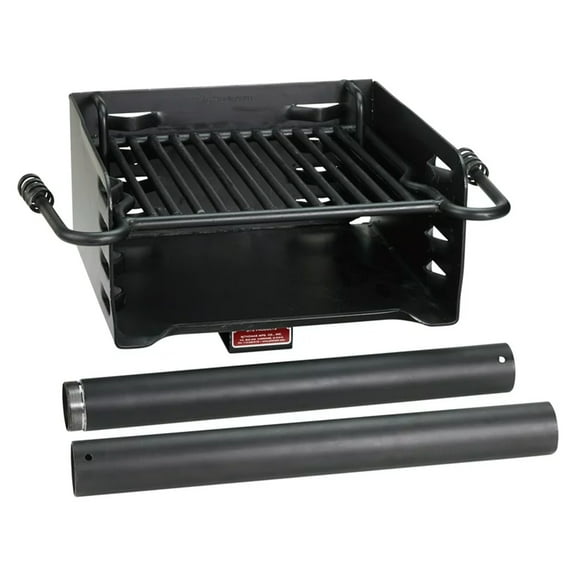 Pilot Rock Park Style Steel Outdoor BBQ Charcoal Grill and Post, Black