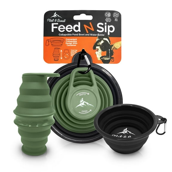 Pilot & Scout Feed N Sip Collapsible Food Bowl And Water Bottle