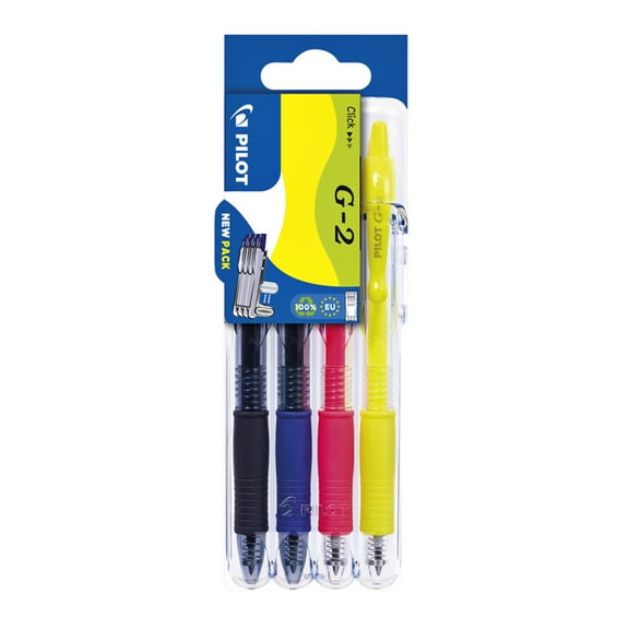 Pilot Set2Go G-2 Retractable Gel Ink Rollerball Pens - 0.7mm Nib - Wallet of 4 Colors