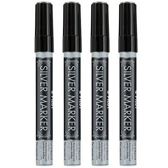 Pilot Silver Markers silver medium point, 4 Packs