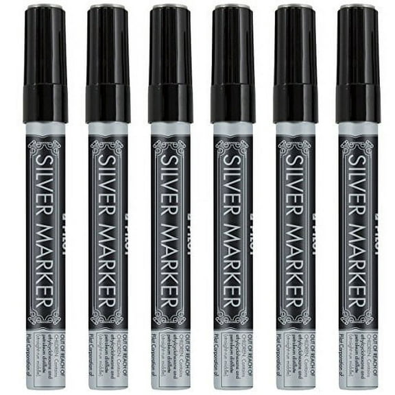 Pilot Silver Markers silver medium point, 6 Packs
