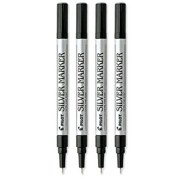 Pilot Silver Metallic Permanent Paint Marker, Extra Fine Point, 4-PACK(41801)