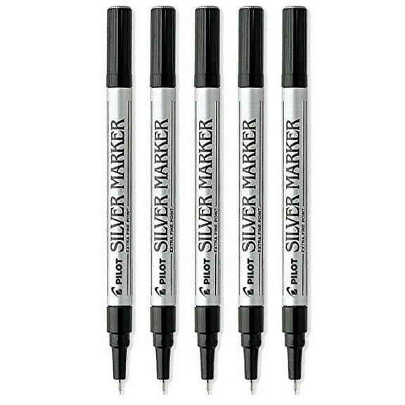 Pilot Silver Metallic Permanent Paint Marker, Extra Fine Point, 5-PACK(41801)