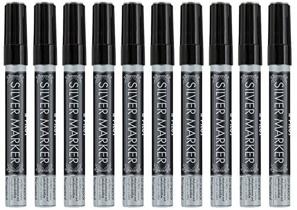 Pilot Silver Metallic Permanent Paint Marker, Medium Point, 10-PACK(41800)