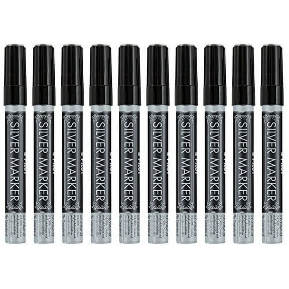 Pilot Silver Metallic Permanent Paint Marker, Medium Point, 10-PACK(41800)