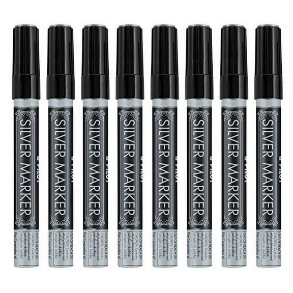 Pilot Silver Metallic Permanent Paint Marker, Medium Point, 8-PACK(41800)