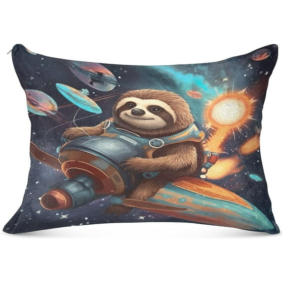 Pilot Sloth Plush Pillow Case, Zippered Bed Pillow Pillowcases, Super Soft and Cozy Pillowcase Covers for Sleep Decor Giftsation - King Size 20x40in
