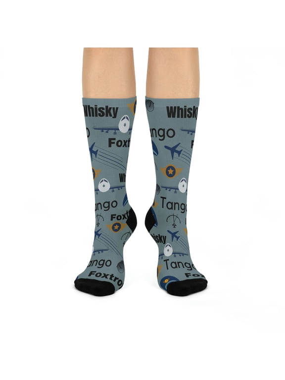 Pilot Socks Unisex Mid-Calf Lightweight Airplane Flying 1 Pair Atlas Wanderlust