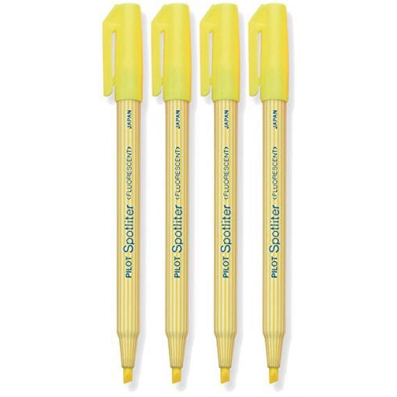 Pilot Spotliter Fluorescent Highlighters, Chisel Tip, Yellow 4-PACK(45011)