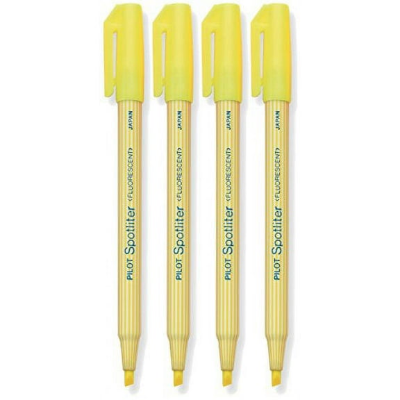 Pilot Spotliter Fluorescent Highlighters, Chisel Tip, Yellow 4-PACK(45011)