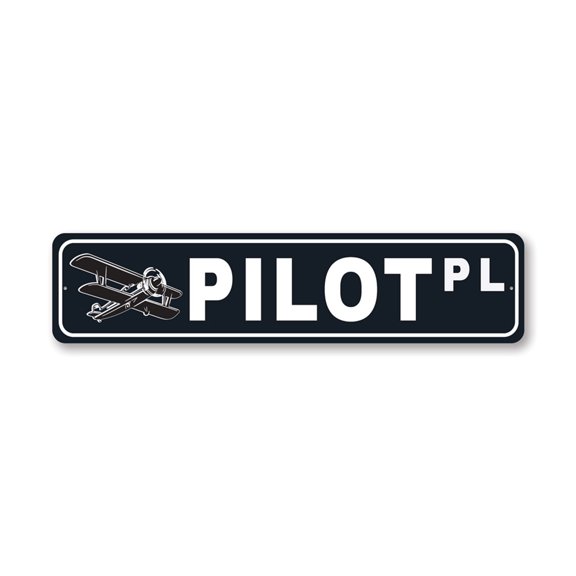 Pilot Street Aluminum Metal Decor Sign - 4x18 inches