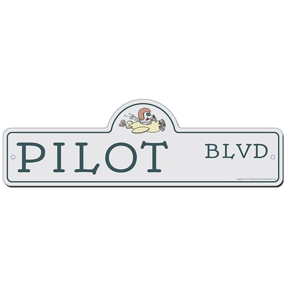 Pilot Street Sign | Indoor/Outdoor | Funny Home Décor for Garages, Living Rooms, Bedroom, Offices | SignMission personalized gift
