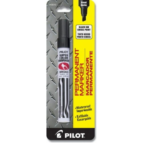 Pilot Super Color Permanent Marker, Broad Chisel Point, Black Ink (43010)