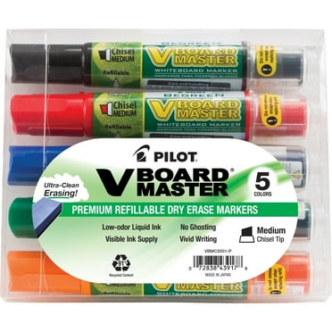 Pilot BeGreen VBoard Master Dry Erase Markers, Chisel Tip, Assorted Colors, 5 Count