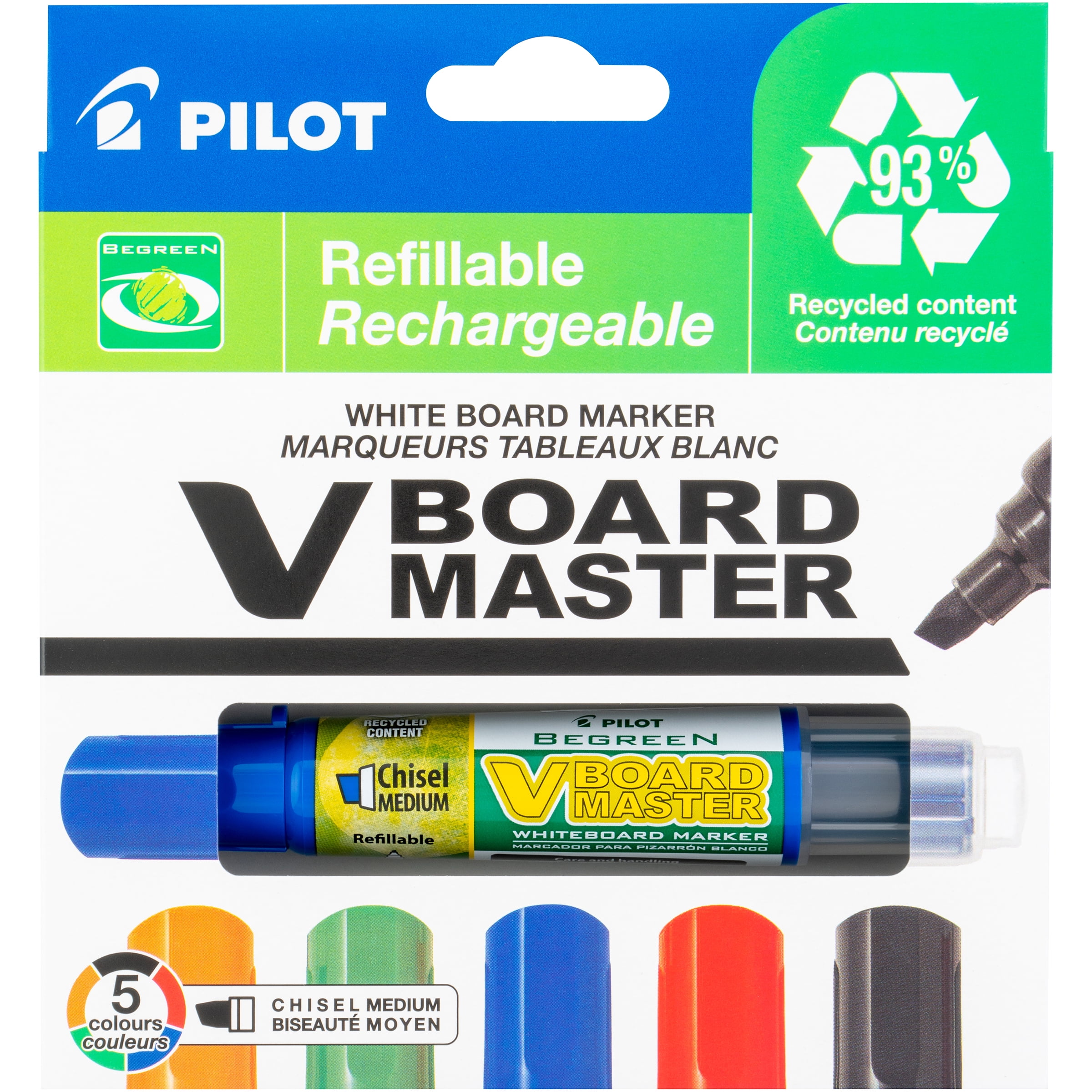 Pilot, Dry Erase Markers, Vboard Master 5ct, Assorted Colors