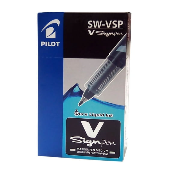 Pilot V Sign Black Pen - Pack of 12