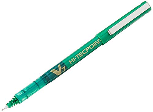 Pilot V7 Hi-Tecpoint Rollerball Pen, 0.7 mm Tip - Green, Box of 12