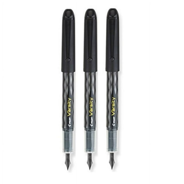 Pilot Varsity Disposable Fountain Pens, Black Ink, Medium Point, Pack