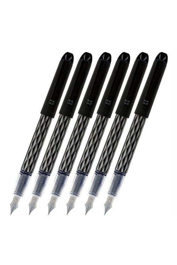 Varsity Disposable Fountain Pens, Black Ink, Medium Point, Pack of 6