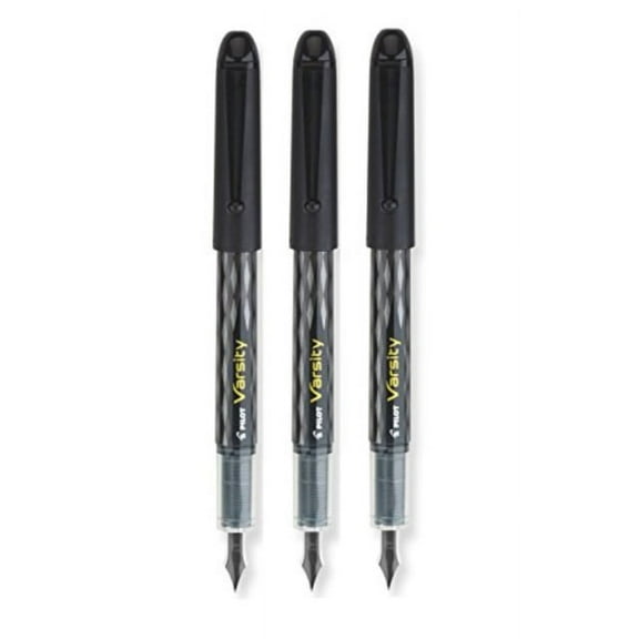 Pilot Varsity Disposable Fountain Pens Visible Ink Supply, Medium Point, Black Ink, 3 Pack