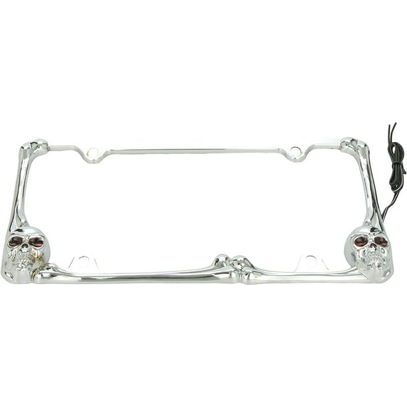 Pilot WL218-CR Chrome Skull License Plate Frame with Red LED
