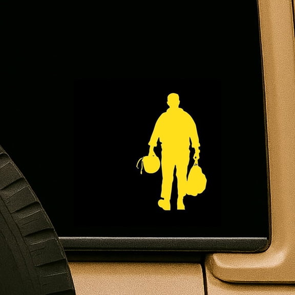 Pilot Walking Outline Aviation Hero Flight Crew Airman Decal Decal Yellow