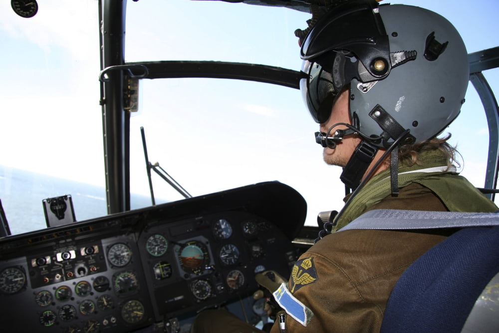 Pilot in the cockpit of a CH-46 Sea Knight helicopter of the Swedish Air Force Canvas Art - Daniel KarlssonStocktrek Images (35 x 24)