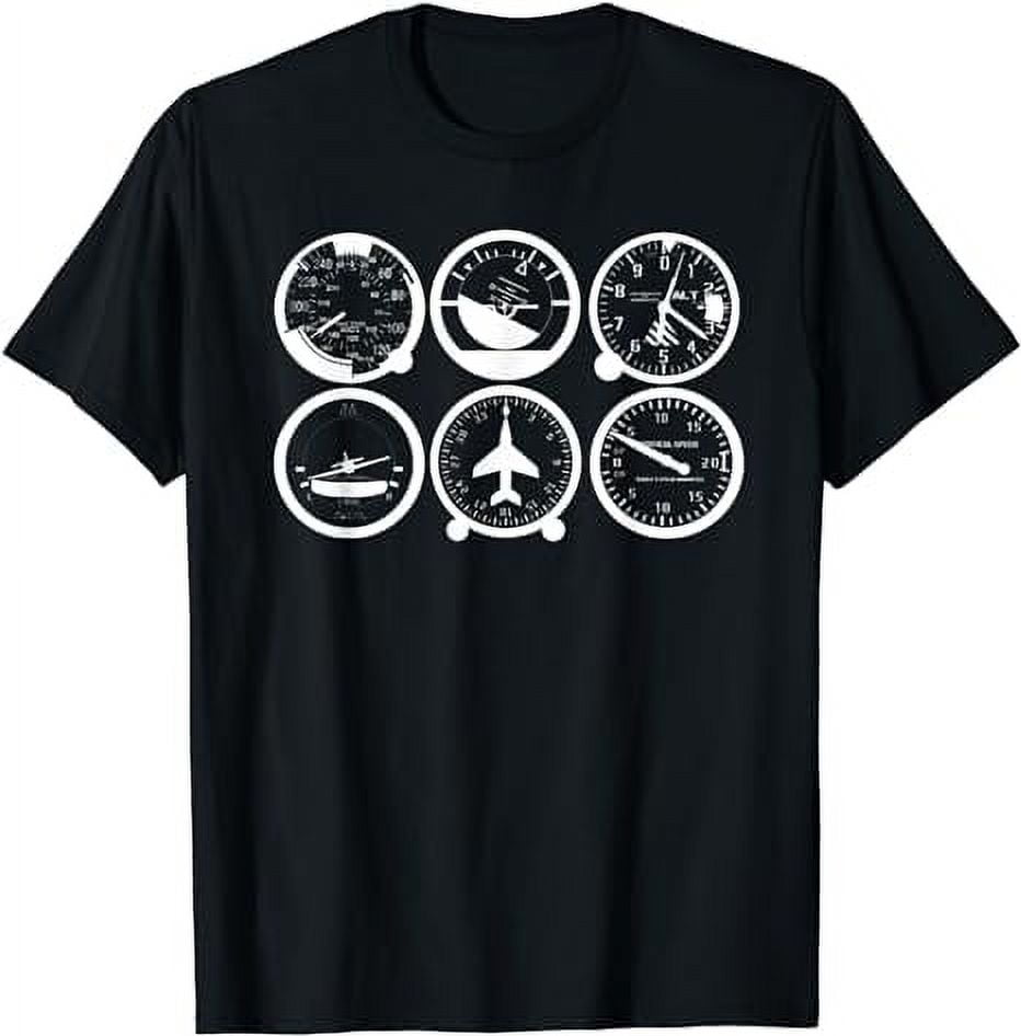 Pilot's Basic Six Pack Flight Instruments Airplane Pilot T-Shirt ...